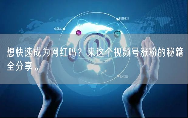 想快速成为网红吗？来这个视频号涨粉的秘籍全分享。