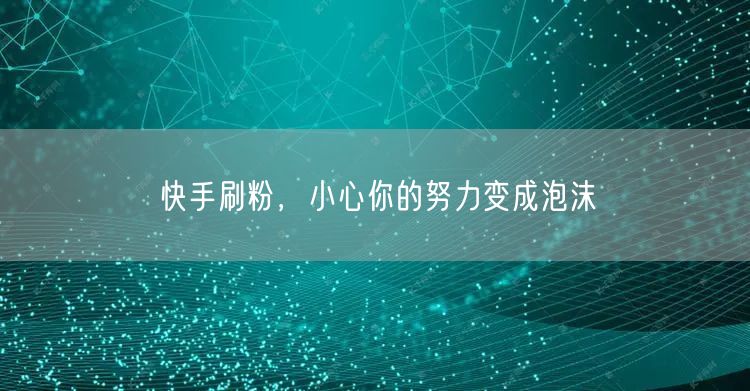 快手刷粉，小心你的努力变成泡沫
