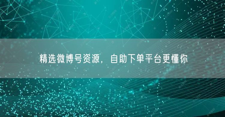 精选微博号资源，自助下单平台更懂你