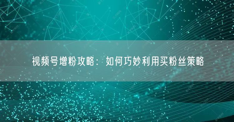 视频号增粉攻略：如何巧妙利用买粉丝策略