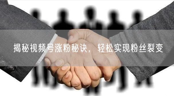 揭秘视频号涨粉秘诀，轻松实现粉丝裂变