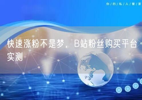 快速涨粉不是梦，B站粉丝购买平台实测